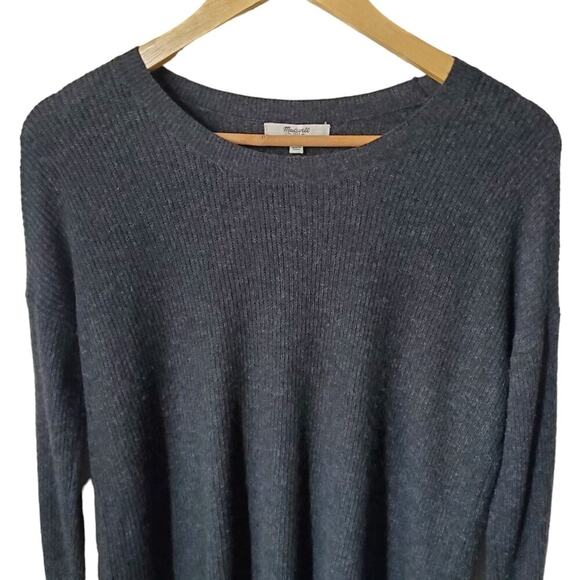 Madewell Warmlight knit Pullover Sweater Riubbed Charcoal Hi-Lo XS Wool - Picture 4 of 12